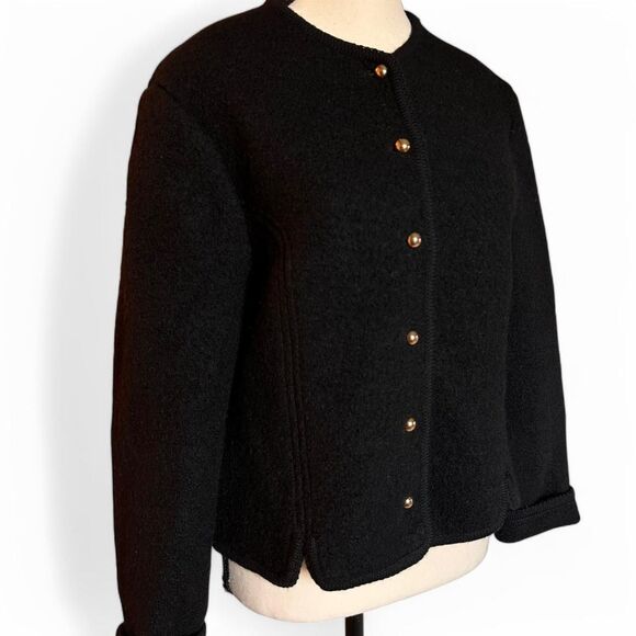 Vintage Northern Isles Women's Black 100% Wool Cardigan Jacket M/L - Picture 3 of 7